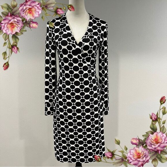 Elegant Black and White Polka Dot Dress - Picture 1 of 14
